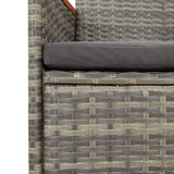 11 Piece Garden Dining Set with Cushions Grey Poly Rattan - 45-Degree Angle