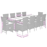 11 Piece Garden Dining Set with Cushions Grey Poly Rattan - Low Angle