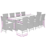 11 Piece Garden Dining Set with Cushions Grey Poly Rattan - Low Angle