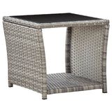 3 Piece Garden Dining Set with Cushions Grey Poly Rattan - Side View
