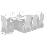 9 Piece Garden Dining Set with Cushions Grey Poly Rattan - Low Angle