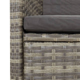 9 Piece Garden Dining Set with Cushions Grey Poly Rattan - 45-Degree Angle