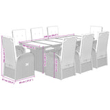 9 Piece Garden Dining Set with Cushions Grey Poly Rattan