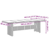9 Piece Garden Dining Set with Cushions Grey Poly Rattan - Low Angle