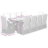 11 Piece Garden Dining Set with Cushions Grey Poly Rattan - Close-Up Angle