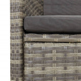 11 Piece Garden Dining Set with Cushions Grey Poly Rattan - Rear View