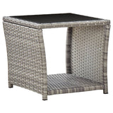 3 Piece Garden Dining Set with Cushions Grey Poly Rattan - Side View