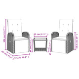 3 Piece Garden Dining Set with Cushions Grey Poly Rattan - Top-Down View