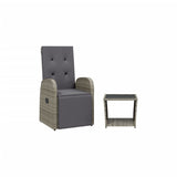 2 Piece Garden Dining Set with Cushions Grey Poly Rattan - Front View