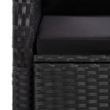 7 Piece Garden Dining Set with Cushions Black Poly Rattan - 45-Degree Angle