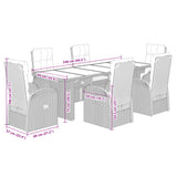 7 Piece Garden Dining Set with Cushions Black Poly Rattan