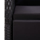 7 Piece Garden Dining Set with Cushions Black Poly Rattan - 45-Degree Angle