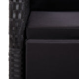 11 Piece Garden Dining Set with Cushions Black Poly Rattan - 45-Degree Angle