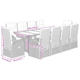 11 Piece Garden Dining Set with Cushions Black Poly Rattan - Close-Up Angle