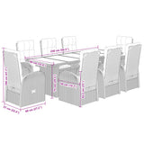 9 Piece Garden Dining Set with Cushions Black Poly Rattan - Low Angle