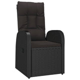 11 Piece Garden Dining Set with Cushions Black Poly Rattan - Side View