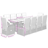11 Piece Garden Dining Set with Cushions Black Poly Rattan - Low Angle