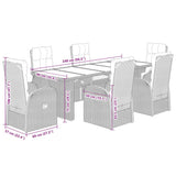 7 Piece Garden Dining Set with Cushions Black Poly Rattan