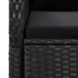 9 Piece Garden Dining Set with Cushions Black Poly Rattan - 45-Degree Angle