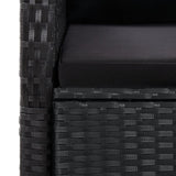 11 Piece Garden Dining Set with Cushions Black Poly Rattan - Rear View