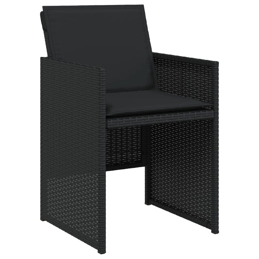 5 Piece Garden Dining Set with Cushions Black Poly Rattan
