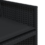 5 Piece Garden Dining Set with Cushions Black Poly Rattan - Low Angle