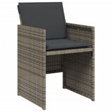 5 Piece Garden Dining Set with Cushions Grey Poly Rattan