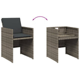 5 Piece Garden Dining Set with Cushions Grey Poly Rattan