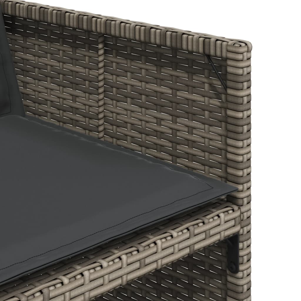 5 Piece Garden Dining Set with Cushions Grey Poly Rattan