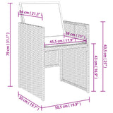 5 Piece Garden Dining Set with Cushions Grey Poly Rattan - Extra Image