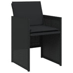 7 Piece Garden Dining Set with Cushions Black Poly Rattan