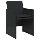 7 Piece Garden Dining Set with Cushions Black Poly Rattan - 45-Degree Angle