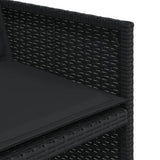 7 Piece Garden Dining Set with Cushions Black Poly Rattan