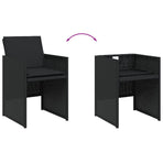 11 Piece Garden Dining Set with Cushions Black Poly Rattan