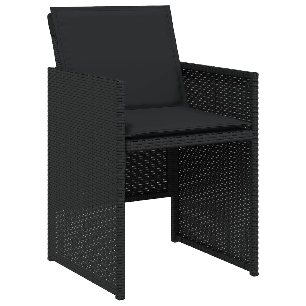 13 Piece Garden Dining Set with Cushions Black Poly Rattan