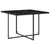 9 Piece Garden Dining Set with Cushions Black Poly Rattan - Side View