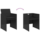 9 Piece Garden Dining Set with Cushions Black Poly Rattan
