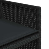 9 Piece Garden Dining Set with Cushions Black Poly Rattan
