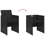 11 Piece Garden Dining Set with Cushions Black Poly Rattan