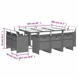 11 Piece Garden Dining Set with Cushions Black Poly Rattan - Low Angle