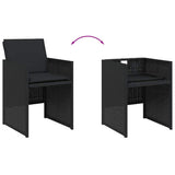 13 Piece Garden Dining Set with Cushions Black Poly Rattan - 45-Degree Angle