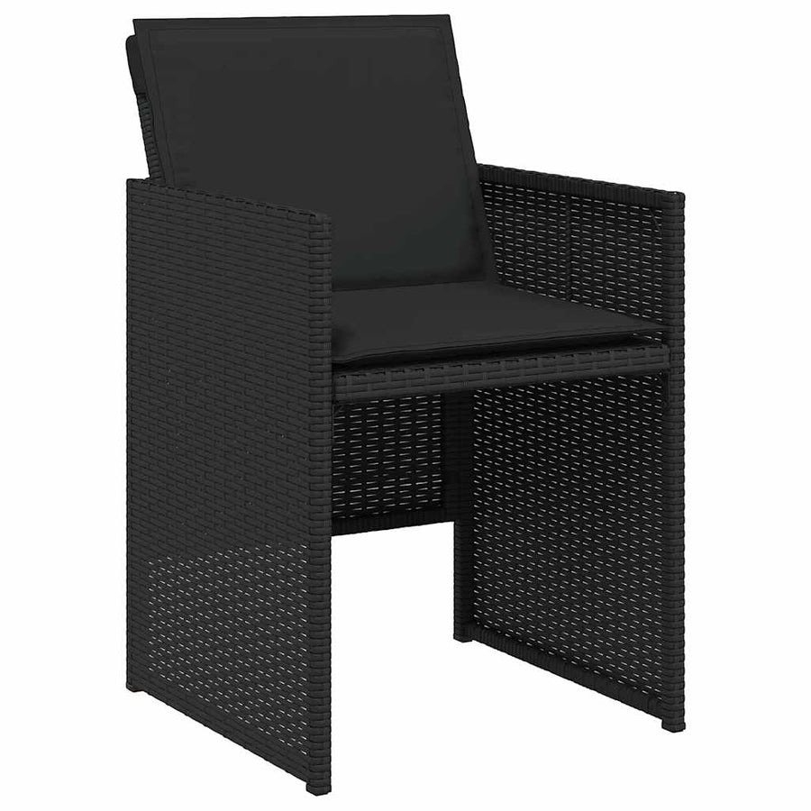 15 Piece Garden Dining Set with Cushions Black Poly Rattan