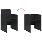 15 Piece Garden Dining Set with Cushions Black Poly Rattan