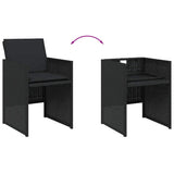 15 Piece Garden Dining Set with Cushions Black Poly Rattan - 45-Degree Angle