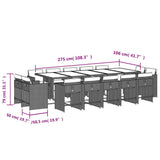 15 Piece Garden Dining Set with Cushions Black Poly Rattan - Low Angle