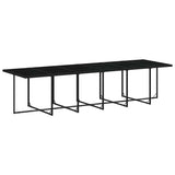 17 Piece Garden Dining Set with Cushions Black Poly Rattan - Side View