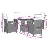 5 Piece Garden Dining Set with Cushions Black Poly Rattan - Low Angle