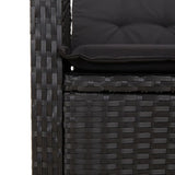 2 Piece Garden Dining Set with Cushions Black Poly Rattan