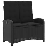 4 Piece Garden Dining Set with Cushions Black Poly Rattan - Rear View