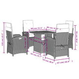 5 Piece Garden Dining Set with Cushions Grey Poly Rattan - Low Angle